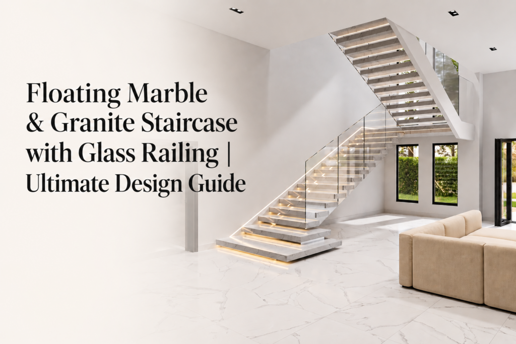 Floating Marble & Granite Staircase with Glass Railing | Ultimate Design Guide 2 floating marble stairs feature image